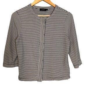 Purdey Womens Striped Button Front 3/4 Sleeve Top‎ Medium Classic